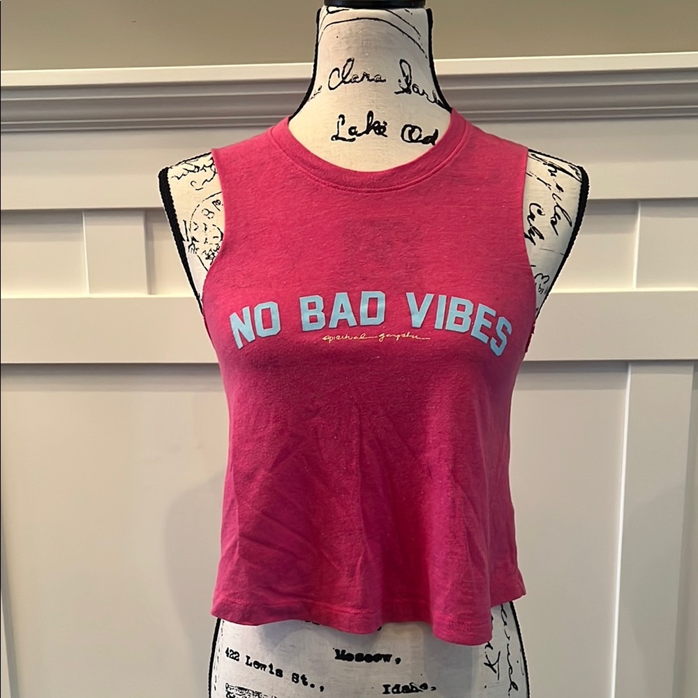 Spiritual Gangster No Bad Vibes Pink Crop Top